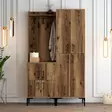 Teollinen Hall Stand - Tyylikäs ja Toimiva Eteisen Säilytysratkaisu, Pähkinä, 120x200x35 cm, Metalli- ja Muoviyksityiskohdat - Eteiskaapit - 8683342170246 - 2