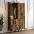Teollinen Hall Stand - Tyylikäs ja Toimiva Eteisen Säilytysratkaisu, Pähkinä, 120x200x35 cm, Metalli- ja Muoviyksityiskohdat - Eteiskaapit - 8683342170246 - 3