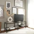 TV-taso, 100% karkaistu lasi, 4 mm, 100% metallirunko, leveys 130 cm, korkeus 45 cm, syvyys 40 cm, mattamusta - TV-tasot - 8682870660496 - 3