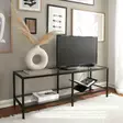 TV-taso, 100% karkaistu lasi, 4 mm, 100% metallirunko, leveys 130 cm, korkeus 45 cm, syvyys 40 cm, mattamusta - TV-tasot - 8682870660496 - 2