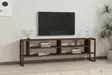 TV-taso, 100% melamiinipinnoitettu lastulevy, pähkinä, 160x50,4x24,5 cm, useita hyllyjä, lisäsäilytystilaa, 18 mm paksuus - TV-tasot - 8683743434756 - 2