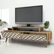 TV-taso, Huonekalut, Pähkinä Valkoinen, 100% Melamiinipinnoitettu Lastulevy, 18 mm, 4 mm CNC, Muovijalat, 140x48,8x41,8 cm - TV-tasot - 8681875184426 - 3