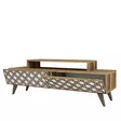 TV-taso, Huonekalut, Pähkinä Valkoinen, 100% Melamiinipinnoitettu Lastulevy, 18 mm, 4 mm CNC, Muovijalat, 140x48,8x41,8 cm - TV-tasot - 8681875184426 - 1