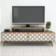 TV-taso, Huonekalut, Pähkinä Valkoinen, 100% Melamiinipinnoitettu Lastulevy, 18 mm, 4 mm CNC, Muovijalat, 140x48,8x41,8 cm - TV-tasot - 8681875184426 - 4