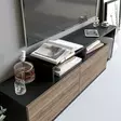 TV-taso Musta Pähkinä 149,8x42,9x35,3 cm 100% Melamiinipinnoitettu Hiukkaslevy Useita Hyllyjä Seinäkiinnitys - TV-tasot - 8682870664586 - 4