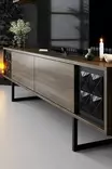 TV-taso, musta pähkinäpuu, 180 cm leveä, kestävä, moderni design - TV-tasot - 8683742126126 - 5
