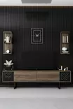 TV-taso, musta pähkinäpuu, 180 cm leveä, kestävä, moderni design - TV-tasot - 8683742126126 - 3