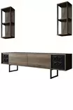 TV-taso, musta pähkinäpuu, 180 cm leveä, kestävä, moderni design - TV-tasot - 8683742126126 - 1