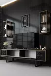TV-taso, musta pähkinäpuu, 180 cm leveä, kestävä, moderni design - TV-tasot - 8683742126126 - 4