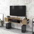 TV-taso, Pähkinä, 100% Melamiinipinnoitettu Lastulevy, 135x23x35,2 cm, Useita Hyllyjä, Kiinnitettävissä Seinäkiinnitys - TV-tasot - 8681875921656 - 2