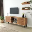 TV-taso: Tammi, 100% Mänty, Metallirunko, Antibakteerinen, Ruostumattomat Jalat, Koko: 150x40x30 cm, Helppo Koota - TV-tasot - 8683743040896 - 9