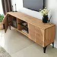 TV-taso: Tammi, 100% Mänty, Metallirunko, Antibakteerinen, Ruostumattomat Jalat, Koko: 150x40x30 cm, Helppo Koota - TV-tasot - 8683743040896 - 4