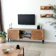 TV-taso: Tammi, 100% Mänty, Metallirunko, Antibakteerinen, Ruostumattomat Jalat, Koko: 150x40x30 cm, Helppo Koota - TV-tasot - 8683743040896 - 3