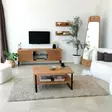 TV-taso: Tammi, 100% Mänty, Metallirunko, Antibakteerinen, Ruostumattomat Jalat, Koko: 150x40x30 cm, Helppo Koota - TV-tasot - 8683743040896 - 5