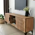 TV-taso: Tammi, 100% Mänty, Metallirunko, Antibakteerinen, Ruostumattomat Jalat, Koko: 150x40x30 cm, Helppo Koota - TV-tasot - 8683743040896 - 6
