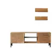 TV-taso: Tammi, 100% Mänty, Metallirunko, Antibakteerinen, Ruostumattomat Jalat, Koko: 150x40x30 cm, Helppo Koota - TV-tasot - 8683743040896 - 1