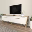 TV-taso, Valkoinen Pähkinä, 100% Melamiinipinnoitettu Lastulevy, 163,8x46,8x36,6 cm, Tyylikäs ja Kestävä Huonekalu - TV-tasot - 8683743959686 - 3