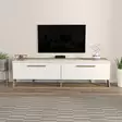 TV-taso, Valkoinen Pähkinä, 100% Melamiinipinnoitettu Lastulevy, 163,8x46,8x36,6 cm, Tyylikäs ja Kestävä Huonekalu - TV-tasot - 8683743959686 - 2