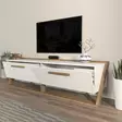 TV-taso, Valkoinen Pähkinä, 100% Melamiinipinnoitettu Lastulevy, 163,8x46,8x36,6 cm, Tyylikäs ja Kestävä Huonekalu - TV-tasot - 8683743959686 - 4