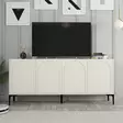 Tyylikäs Cream Black Konsoli - 100% Melamiinipinnoitettu Lastulevy, 18mm Paksuus, 180x79x35cm, Helppo Koota, 3 Pakettia - Lipastot ja senkit - 8684282640196 - 6