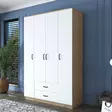 Tyylikäs ja Kestävä Vaatekaappi: 140x210x51,5 cm, Pähkinävalkoinen, 100% Melamiinipinnoitettu, Useita Hyllyjä, Kiinnitettävä Seinäkiinnitys - Vaatekaapit - 8683743323746 - 2