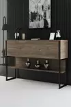 Tyylikäs Musta Pähkinä Lipasto - 120x80x30 cm - 100% Melamiinipinnoitettu - Metallijalat - Kestävä Säilytysratkaisu - Lipastot ja senkit - 8684282883746 - 2