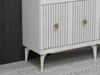 Valkoinen ja Kultainen Konsoli - 100% Melamiinipinnoitettu Lastulevy, 18mm, 150x79x40cm, Helppo Kokoaminen ja Huolto - Lipastot ja senkit - 8683742835806 - 4