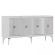 Valkoinen ja Kultainen Konsoli - 100% Melamiinipinnoitettu Lastulevy, 18mm, 150x79x40cm, Helppo Kokoaminen ja Huolto - Lipastot ja senkit - 8683742835806 - 6