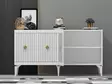 Valkoinen ja Kultainen Konsoli - 100% Melamiinipinnoitettu Lastulevy, 18mm, 150x79x40cm, Helppo Kokoaminen ja Huolto - Lipastot ja senkit - 8683742835806 - 5