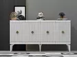 Valkoinen ja Kultainen Konsoli - 100% Melamiinipinnoitettu Lastulevy, 18mm, 150x79x40cm, Helppo Kokoaminen ja Huolto - Lipastot ja senkit - 8683742835806 - 2