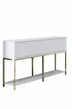 Valkoinen ja Kultainen Konsoli - 100% Melamiinipinnoitettu Lastulevy, 18mm, Metallijalat, 150x80x30cm, Yksi Paketti - Lipastot ja senkit - 8684282484066 - 1