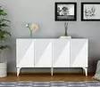 Valkoinen Konsoli - 100% Melamiinipinnoitettu Lastulevy, 150x79x40 cm, Ajaton Eleganssi ja Kestävyys, 2 Pakkausta - Lipastot ja senkit - 8683742689386 - 2