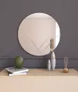 Valkoinen Pyöreä Peili 60 cm - Ekologinen Flotal-E Peili, 100% MDF, Helppo Asennus, Tyylikäs Sisustuselementti - Peilit - 8683743823086 - 4