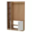 Valkoinen Teak Eteisteline - 100% Melamiinipinnoitettu - 110x180x31,8 cm - Useita Hyllyjä - Seinään Kiinnitettävä - Huonekalut - 8681181980736 - 1