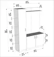 Valkoinen Teak Eteisteline - 100% Melamiinipinnoitettu - 110x180x31,8 cm - Useita Hyllyjä - Seinään Kiinnitettävä - Huonekalut - 8681181980736 - 5