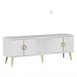 Valkoinen TV-taso 120x30x45 cm, 100% Melamiinipinnoitettu Lastulevy, PVC-jalat 15 cm, Moderni ja Tyylikäs - TV-tasot - 8683742102236 - 1