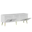 Valkoinen TV-taso 120x30x45 cm, 100% Melamiinipinnoitettu Lastulevy, PVC-jalat 15 cm, Moderni ja Tyylikäs - TV-tasot - 8683742102236 - 4