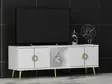 Valkoinen TV-taso 120x30x45 cm, 100% Melamiinipinnoitettu Lastulevy, PVC-jalat 15 cm, Moderni ja Tyylikäs - TV-tasot - 8683742102236 - 3