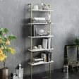 Valkokultainen Kirjahylly - 100% Melamiinipinnoitettu Lastulevy, Metallijalat, 60x174x22 cm, Useita Hyllyjä - Kirjahyllyt - 8681875920956 - 2