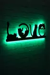 Vihreä LED-seinäkoriste, 70x22 cm, 60 LED/m, 12V 1A, 375 cm johto, musta MDF, sisäänrakennettu ripustusjärjestelmä - Valokoristeet ja valohahmot - 8682870904576 - 3