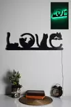 Vihreä LED-seinäkoriste, 70x22 cm, 60 LED/m, 12V 1A, 375 cm johto, musta MDF, sisäänrakennettu ripustusjärjestelmä - Valokoristeet ja valohahmot - 8682870904576 - 2
