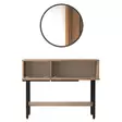 Walnut-senkki: Tyylikäs ja kestävä 100% melamiinipinnoitettu, 18mm paksu, 100x76x29,5cm, peili 60x60x1,8cm, metallijalat - Lipastot ja senkit - 8684282369516 - 6