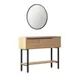 Walnut-senkki: Tyylikäs ja kestävä 100% melamiinipinnoitettu, 18mm paksu, 100x76x29,5cm, peili 60x60x1,8cm, metallijalat - Lipastot ja senkit - 8684282369516 - 1