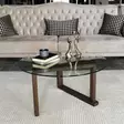 Walnut-värinen 100% massiivipuinen sohvapöytä, 80x80x41 cm, karkaistu lasikehys, moderni ja elegantti design - Sohvat - 8682870558526 - 2