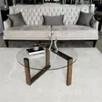 Walnut-värinen 100% massiivipuinen sohvapöytä, 80x80x41 cm, karkaistu lasikehys, moderni ja elegantti design - Sohvat - 8682870558526 - 9