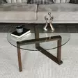 Walnut-värinen 100% massiivipuinen sohvapöytä, 80x80x41 cm, karkaistu lasikehys, moderni ja elegantti design - Sohvat - 8682870558526 - 1