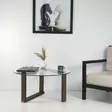 Walnut-värinen 100% massiivipuinen sohvapöytä, 80x80x41 cm, karkaistu lasikehys, moderni ja elegantti design - Sohvat - 8682870558526 - 6