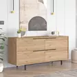 Walnut-värinen Konsoli, 100% Melamiinipinnoitettu Lastulevy, 18mm, 160x74,3x44,5cm, Metallijalat, 2 Pakettia - Lipastot ja senkit - 8684282369066 - 2