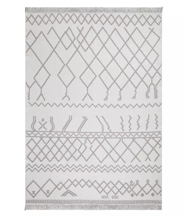 100% Puuvillamatto 160x230 cm - Käännettävä, Helppohoitoinen, Valkoinen Beige, Kestävä ja Tyylikäs Sisustuselementti - Suuret ja keskikokoiset matot - 8683342220156 - 1