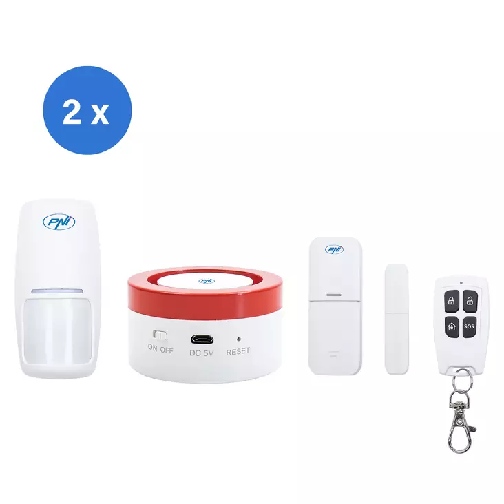 2 kpl langatonta hälytysjärjestelmää PNI Safe House PG600LR langaton yhteys, murtohälytin, langaton hälytys, älykäs hälytys PNI Smart- tai Tuya-sovelluksen kautta - Hälytysjärjestelmät - 5949066547386 - 1